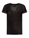 120% Lino Linen T-shirt With Deep Neckline