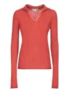120% Lino Ribbed-knit Jumper In Red