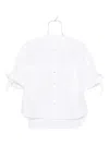 120% Lino Tied-sleeve Linen Shirt In White