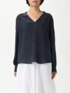 120% Lino Top  Woman Color Blue