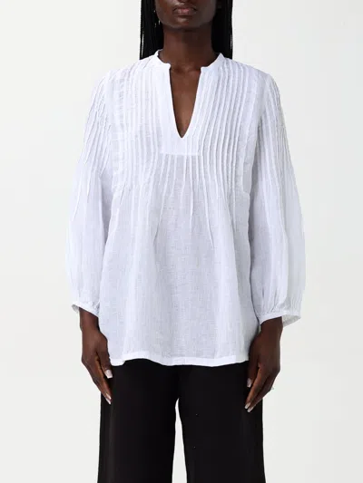 120% Lino Top  Woman Color White In Weiss