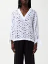 120% Lino Top  Woman Color White In Weiss