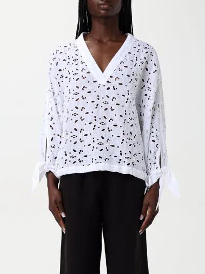 120% LINO TOP 120% LINO WOMAN COLOR WHITE,G71925001