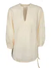 120% Lino Embroidered Ecru Linen Blouse