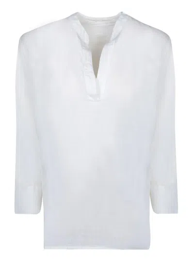 120% Lino White Linen Blouse