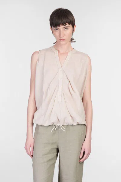 120% Lino Topwear In Taupe Linen In Neutral