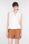 120% Lino Topwear In Beige Linen