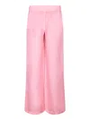 120% Lino Geranium Pink Linen Trousers In Pink