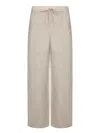 120% Lino Relaxed Wide-leg Linen Pants With Drawstring Waist