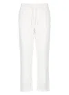 120% Lino Drawstring Linen Trousers In White
