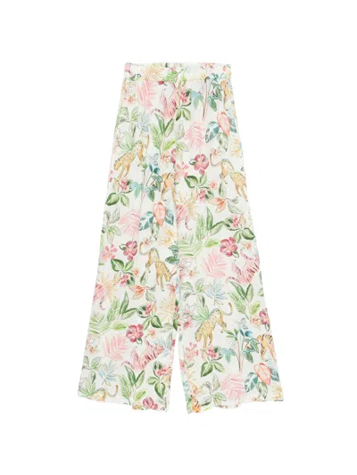 120% Lino Trousers With All-over Print In Multi