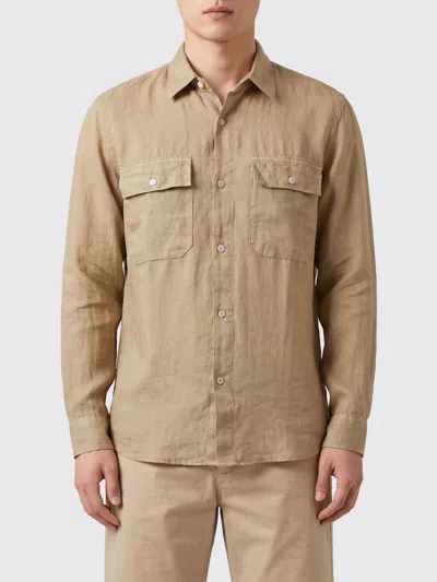 120% Lino Flap-pockets Linen Shirt In Brown