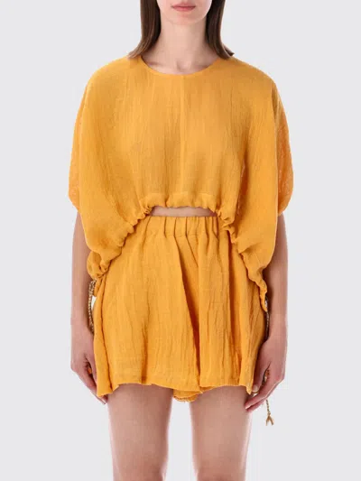120% Lino T-shirt Woman In Yellow