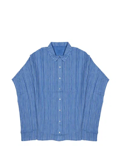 120% Lino Vertical-stripe Linen Shirt In Multi