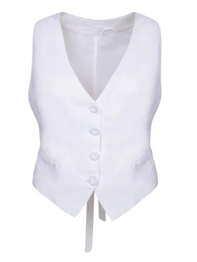 120% Lino Vests In White