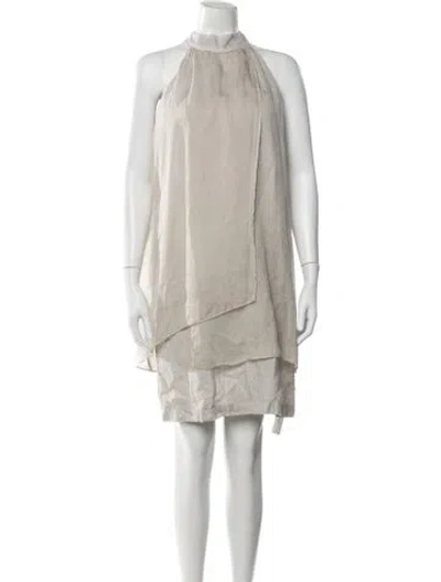 Pre-owned 120% Lino Vintage Mini Dress In Gray