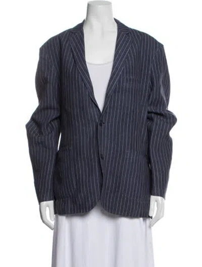 Pre-owned 120% Lino Virgin Wool Striped Blazer In Blue