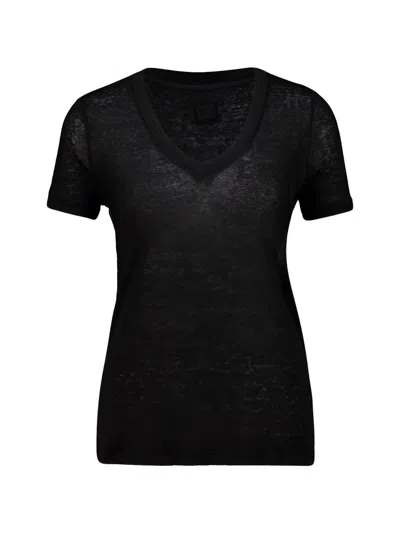 120% Lino V-neck T-shirt In Black