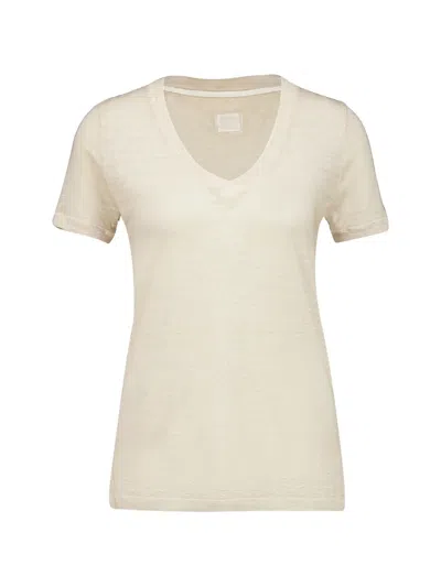 120% Lino V-neck T-shirt In Neutral