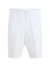 120% Lino 드로스트링 웨이스트 쇼츠 In White
