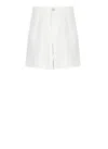 120% Lino Elasticated-waist Linen Shorts In White