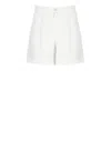 120% Lino White Linen Bermuda Shorts In White