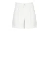 120% Lino White Linen Bermuda Shorts In White