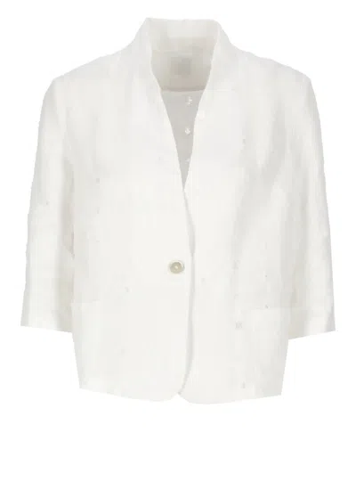 120% LINO 120% LINO WHITE LINEN BLAZER