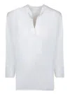 120% Lino White Linen Blouse In White