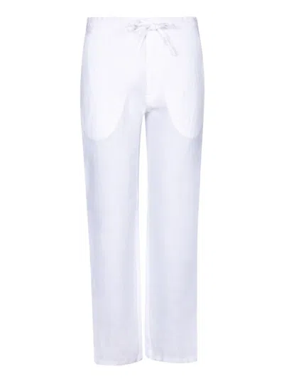 120% Lino White Linen Drawstring Trousers