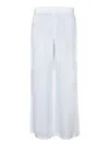 120% Lino Relaxed Wide-leg Linen Pants With Drawstring Waist In White
