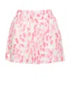 120% Lino Linen Lounge Shorts Relaxed Fit Pockets In Pink