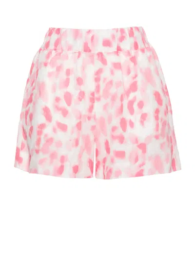 120% LINO WHITE PINK PATTERN LINEN SHORTS