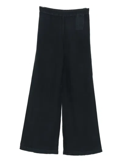 120% Lino Wide-leg Linen Trousers In Black