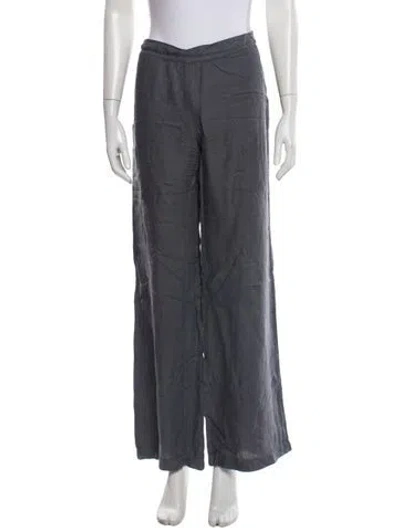 Pre-owned 120% Lino Wide Leg Pants In Gray