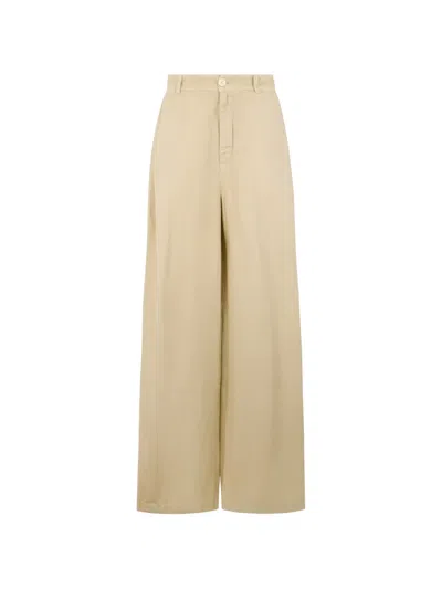 120% Lino Wide-leg Trousers In Brown