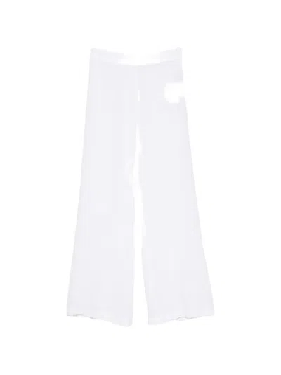120% Lino Wide-leg Trousers In White