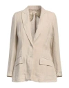 120% Lino Single-breasted Linen Blazer In Beige