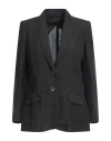 120% Lino Woman Blazer Black Size 14 Linen