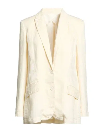 120% Lino Woman Blazer Cream Size 12 Linen In Neutral