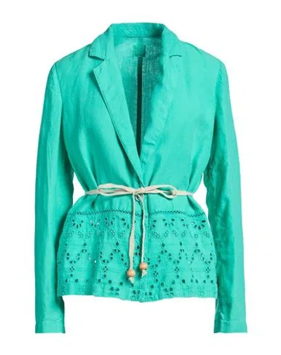 120% Lino Woman Blazer Green Size 10 Linen