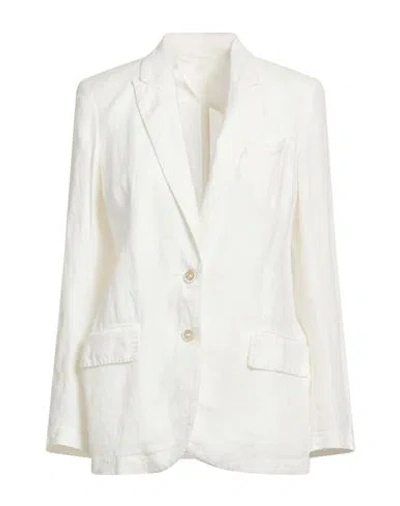 120% Lino Woman Blazer Ivory Size 6 Linen In White