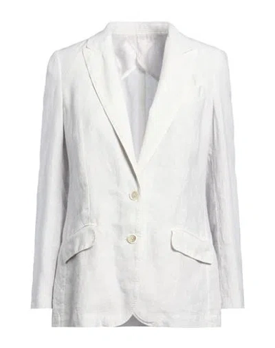 120% Lino Woman Blazer Light Grey Size 10 Linen In Gray