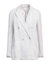 120% Lino Woman Blazer Light Grey Size 12 Linen In Grey