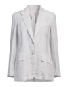 120% Lino Woman Blazer Light Grey Size 8 Linen
