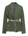 120% Lino Woman Blazer Military Green Size 8 Linen