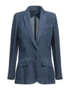 120% Lino Woman Blazer Navy Size 8 Linen In Navy