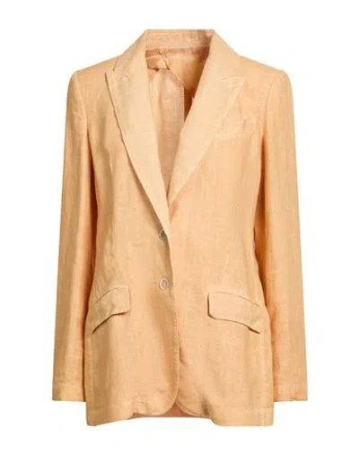 120% Lino Woman Blazer Sand Size 6 Linen In Orange