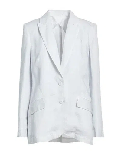 120% Lino Woman Blazer Sky Blue Size 6 Linen
