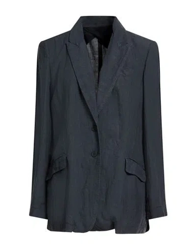 120% Lino Woman Blazer Slate Blue Size 14 Linen